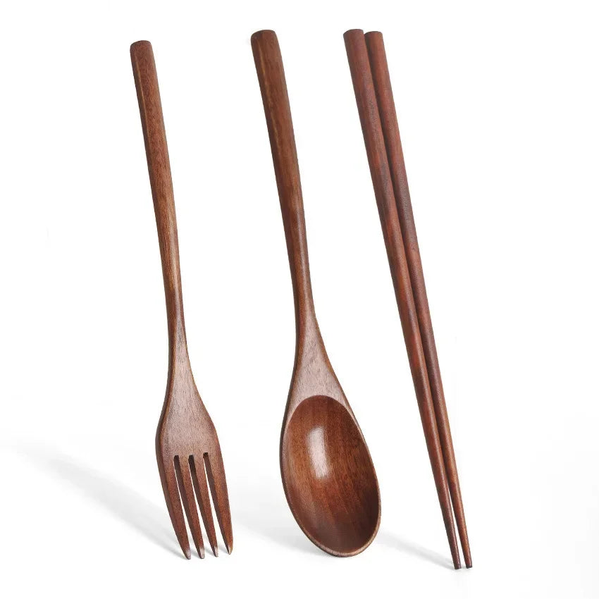 5 Piece Eco Friendly Wooden Spoon and Fork Set